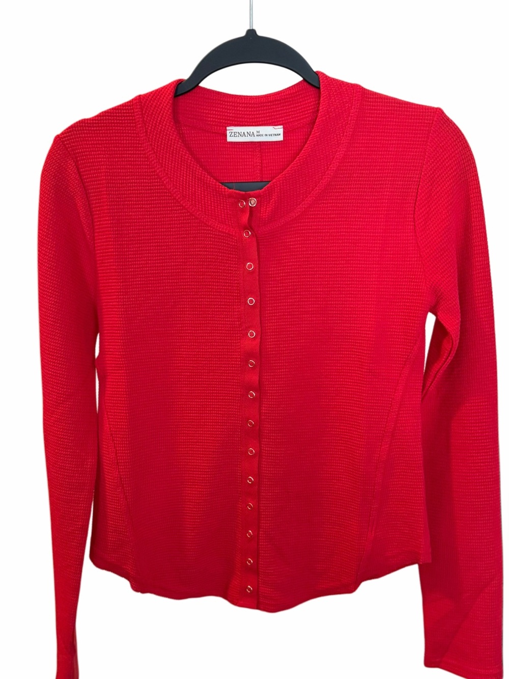 Zenana Bright Red Snap-Front Women's Cardigan